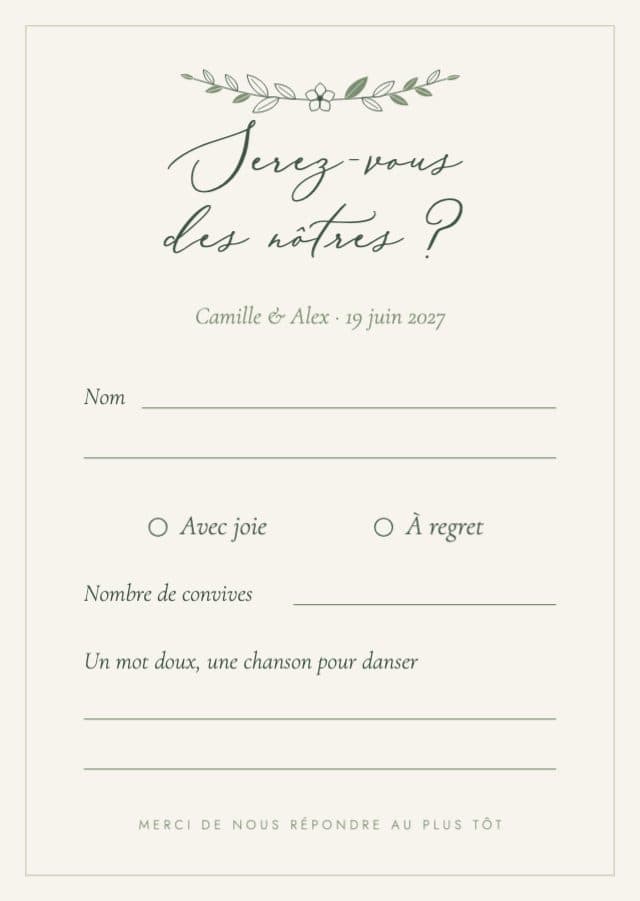 Vista previa del diseño Tarjeta RSVP de la colección Jardín secreto