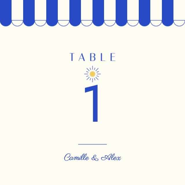 Vista previa del diseño Número de mesa de la colección Riviera