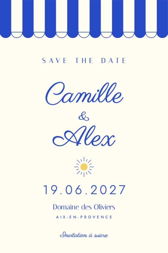 Vista previa del diseño Save the date de la colección Riviera
